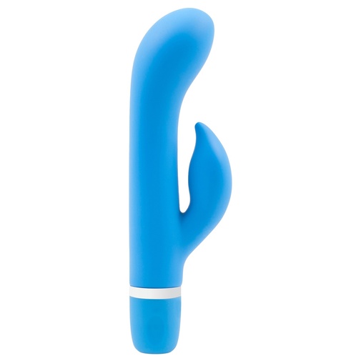 Silikónový vibrátor Marine modrej farby so stimulátorom klitorisu.