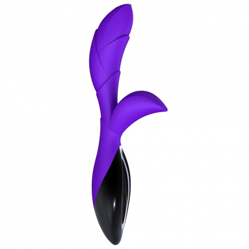 Luxusný silikónový vibrátor Zini Hua vo fialovo čiernej farbe na stimuláciu viacero erotogénnych zón súčasne.