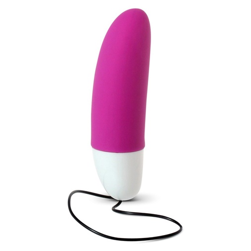 Vibračné vajíčko fialovej farby so šnúrkou na jeho spodku s kvalitného silikonového materiálu.