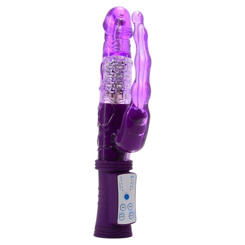 Rotačný klitorisový vibrátor so stimulátorom zadočku