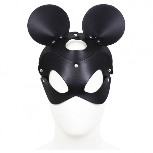 Čierna maska s umelej kože na tvár s veľkými myšacími ušami.