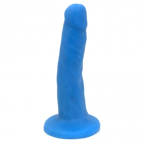 Modrý dong bez semenníkov Happy Dicks s mierne žilnatým povrchom.