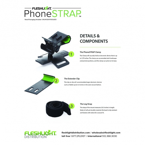 Na obale PhoneStrap vzadu sú vysvetlené detaily a komponenty z ktorých sa držiak skladá.