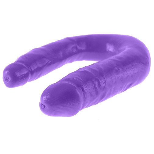 Fialové realistické obojstranné dildo pre dvojitú penetráciu do vagíny a análu.