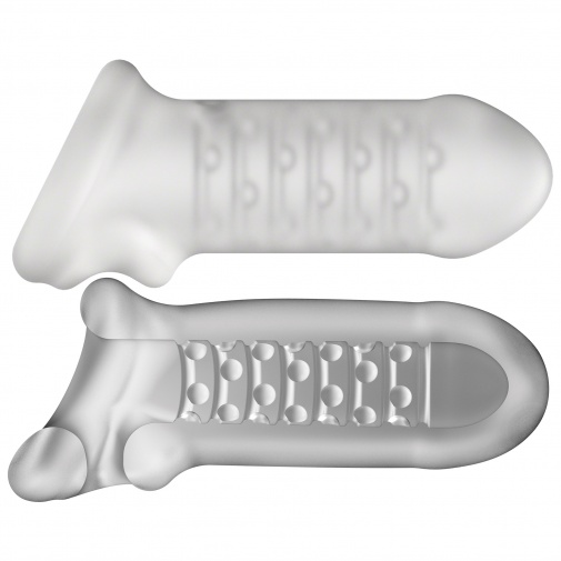 Detail na vnútornú štruktúru hrubšieho návleku na penis.