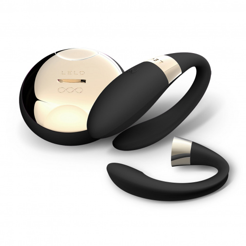 Čierno-zlatý luxusný vibrátor zo silikónu pre pár na diaľkové ovlládanie Lelo Tiani 2 Design Edition.