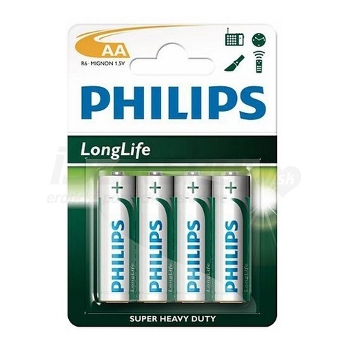 Značkové AA batérie PHILIPS v balení po 4 kusy.