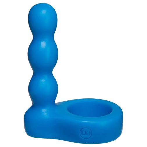 Modrý análny kolík s erekčným krúžkom na penis