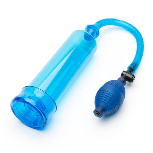 Vákuová pumpa v modrom prevedení pre extrémne napumpovanie penisu.