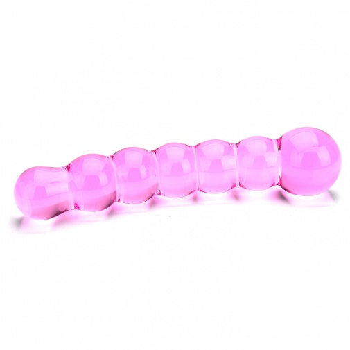 Spectrum Ribbed vrúbkované sklenené dildo ružové
