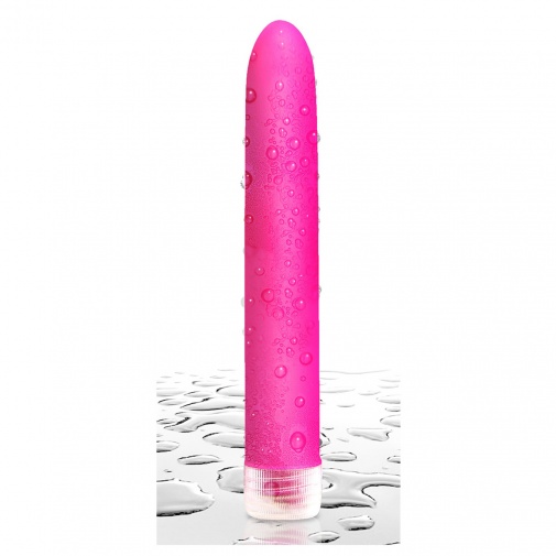 Vodotesný ružový vibrátor Neon Luv Touch Slims s multirýchlostnými vibráciami.