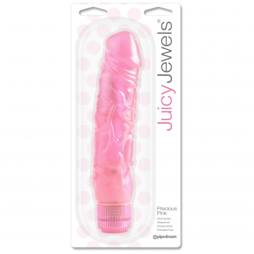  V balení vodotesný ružový žilnatý vibrátor v realistickom tvare penisu.