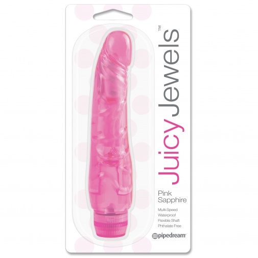Ružový želatínový vibrátor Pink Sapphire s vodotesným povrchom v tvare penisu.