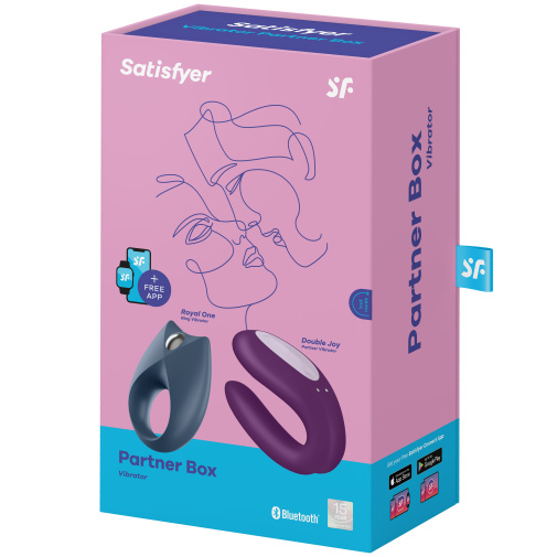 Cenovo výhodná sada Satisfyer Partner Box 2, ktorá obsahuje vysokokvalitné hračky Satisfyer- vibračný erekčný krúžok a stimulátor pre páry.
