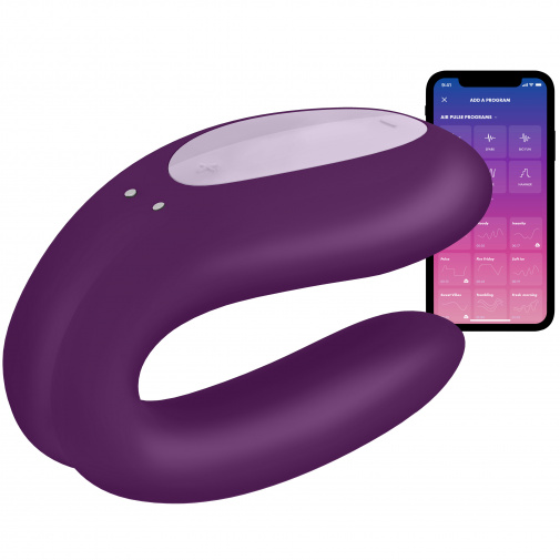 Partnerský vibrátor Doble Joy fialovej farby s ovládaním cez aplikáciu.