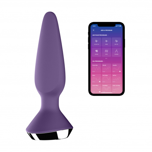 Inteligentný análny vibrátor Satisfyer Plug Ilicious 1 vo fialovej farbe spolu s luxusným pochromovaním. 