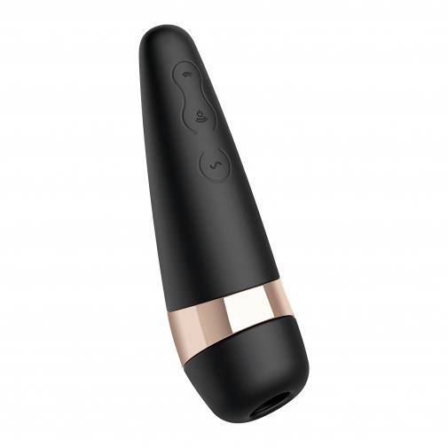 Satisfyer Pro 3+ pulzačný a vibračný stimulátor v luxusnej čierno-zlatej verzií. 