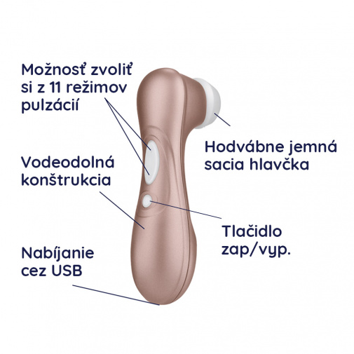 Bezdotykový stimulátor klitorisu Satisfyer Pro 2 so silikónovou sacou časťou. 