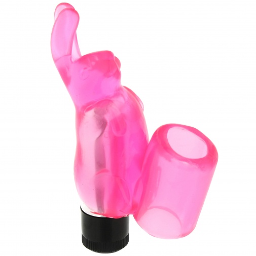 Malý ružový vibrátor na prst v tvare zajačika.