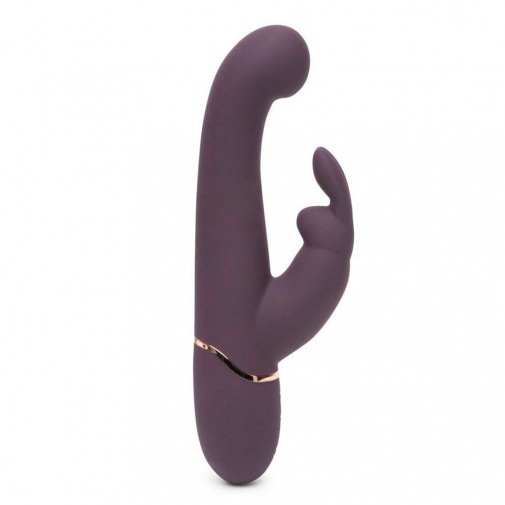Kvalitný silikónový vibrátor s ohnutou špičkou a stimulátorom klitorisu v tvare zajačika na dráždenie bodu G a klitorisu zároveň.