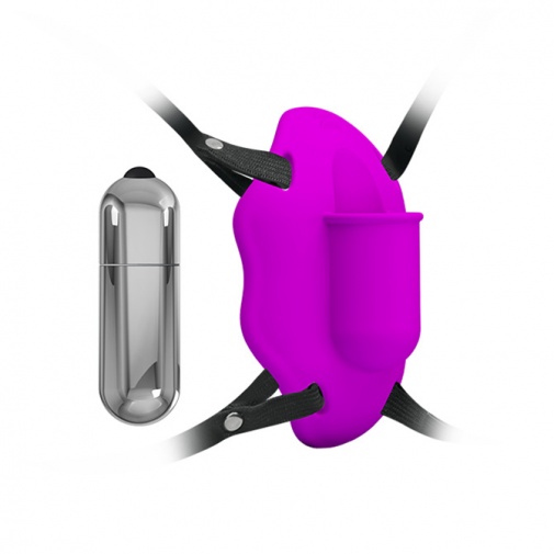 Stimulátor klitorisu Lover Rider s popruhmi a odnímateľným vibračným vajíčkom.