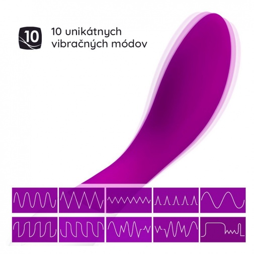 Pohľad na desať vibračných módou kvalitného silikónového vibrátoru Lelo Mona Wave Deep Rose.