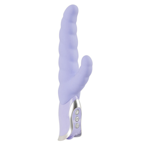 Silikónový vibrátor Smile so stimulátorom klitorisu s vrúbkovaným povrchom a jemne zakrivenou rotačnou špičkou.