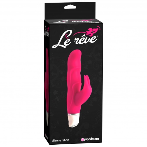 Le Reve - Silicone rabbit - Pevný vibrátor s jemným povrchom ružovej farby s výstupkom na dráždenie klitorisu v balení.