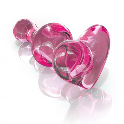 Análny kolík Icicles z ručne fúkaného skla ružovej farby so srdiečkom na jeho konci.