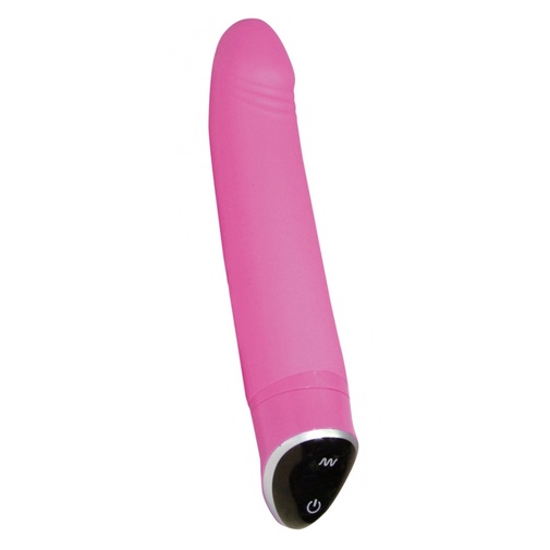 Ružový silikónový vibrátor s príjemne jemným hodvábnym povrchom.
