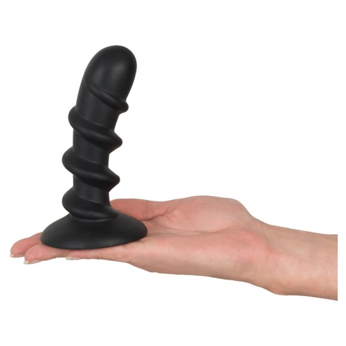 Pohľad na veľkosť stimulátora prostaty Shove Up na dlani.