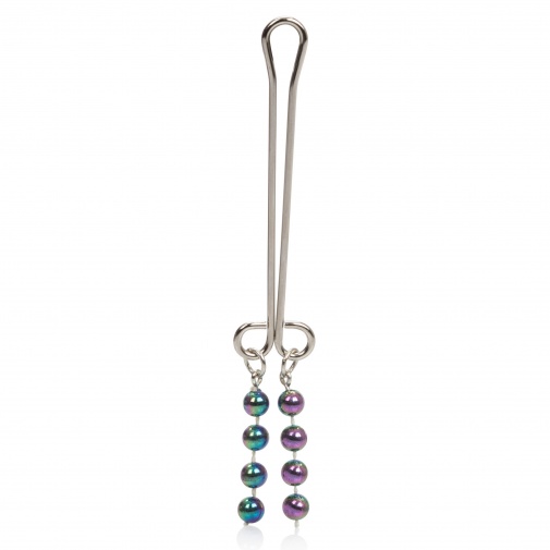Strieborná svorka na klitoris s ozdobnými guľôčkami - Beaded Clit Jewelry.