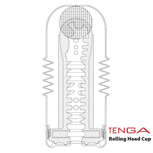 Detail štruktúry vnútra masturbátora Tenga Rolling Head Cup.
