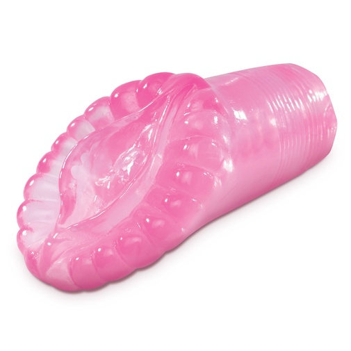 Ružový masturbátor v tvare vagíny s členitým vnútrom na dráždenie penisu - Pipedream Extreme Cyber Snatch.