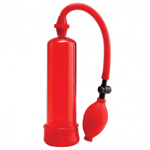 Červená vákuová pumpa s erekčným krúžkom pre začiatočníkov.