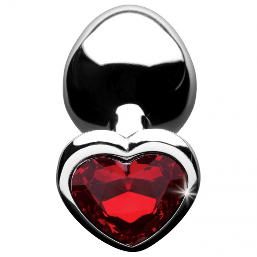 Kovový análny kolík zo zátkou v tvare červeného kryštálového srdca