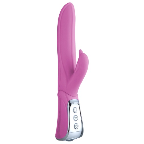 Ružový vibrátor Vibe Therapy Exhilaration z medicínskeho silikónu so stimulátorom klitorisu.