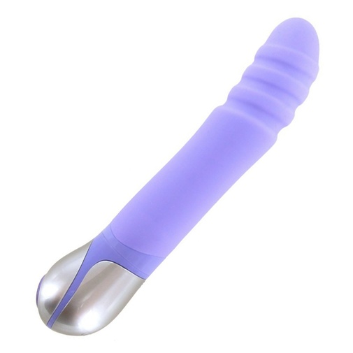 Kvalitný vibrátor z prvotriedneho medicínskeho silikónu fialovej farby s hladkým povrchom a špirálovitou jemne zahnutou špičkou.