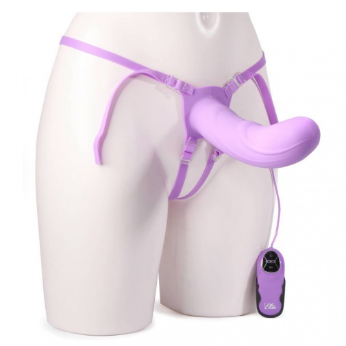 FF Elite 8 fialový silikónový vibračný strap-on s dutinou na penis