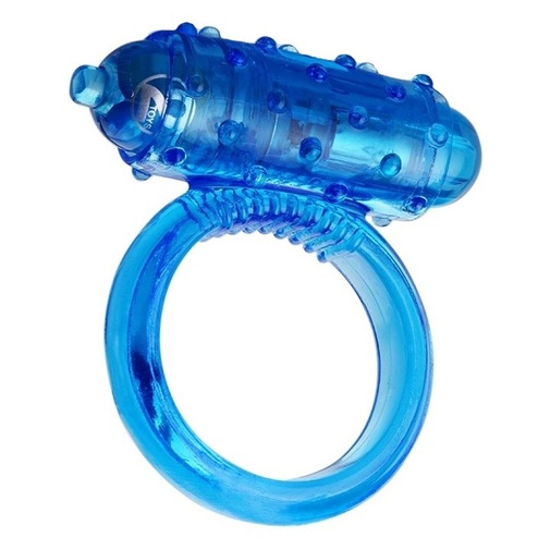 Modrý vibračný erekčný krúžok s malými výstupkami.