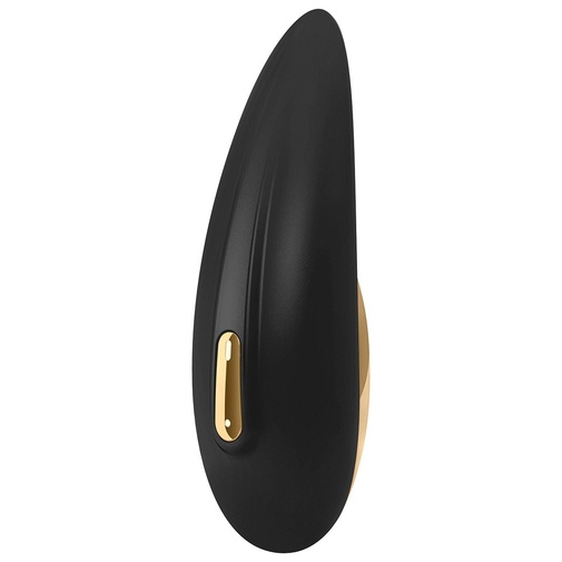 Menší luxusný silikónový vibrátor s jemným hladkým povrchom čierno zlatej farby na stimuláciu erotogénnych zón - OVO S1.