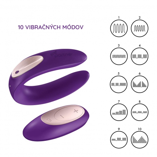 Vibračné módy vibrátora Partner Plus Remote s desiatimi druhmi vibrácii.