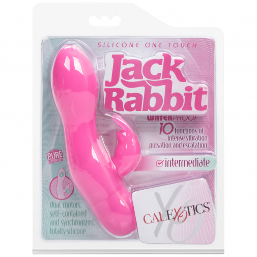 Balenie Jack Rabbit klitorisového vibrátora ružovej farby s vodotesným povrchom.