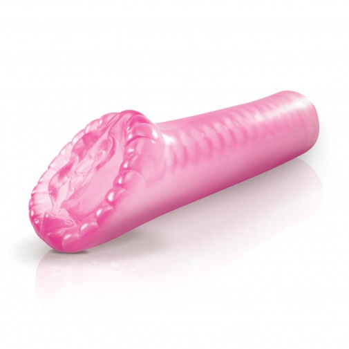 Ružový masturbátor v tvare vagíny z priehľadného materiálu v extra dĺžke 18 cm - Pipedream Extreme Super Cyber Snatch.