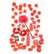 Červená sada s lupeňami kvetov, kožušinkových pút, análneho kolíka, vonne sviečky, vibračného vajíčka s ovládačom a jemného pierka na šteklenie.