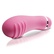 Malý ružový stimulátor s jemne ohnutým tvarom a vrúbkami na jeho špičke.