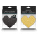 Nálepky na bradavky v tvare srdca zlaté a čierne. 