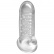 Transparentná násada na predĺženie dĺžky a hrúbky penisu s výstupkami vo vnútri na stimuláciu žaluďa.