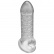 Transparentná násada na predĺženie dĺžky a hrúbky penisu s výstupkami vo vnútri na stimuláciu žaluďa.