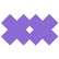 Dve neónové nálepky na bradavky vo fialovej farbe v tvare X.